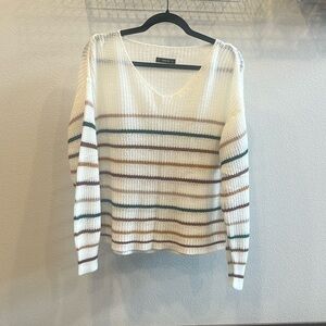 SHEIN Cropped Striped V-Neck Sweater